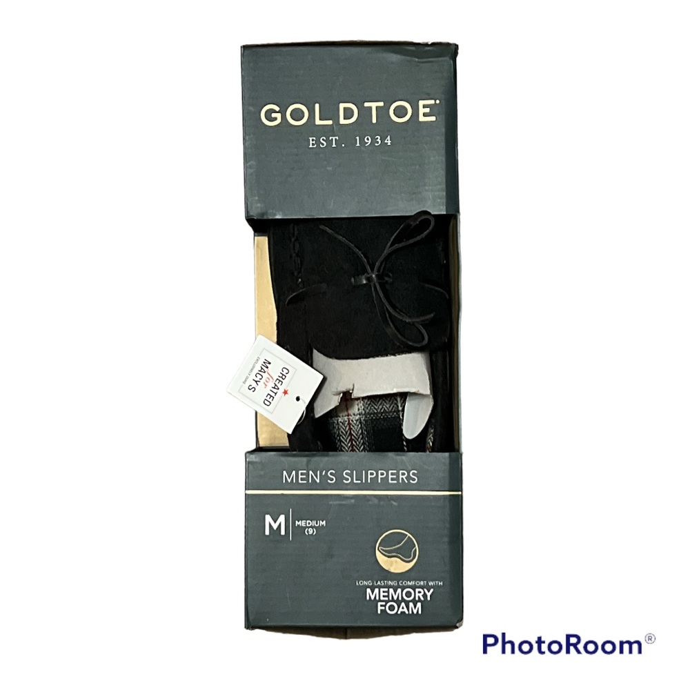 Gold Toe Memory Foam Men’s Slippers Black Medium size 9